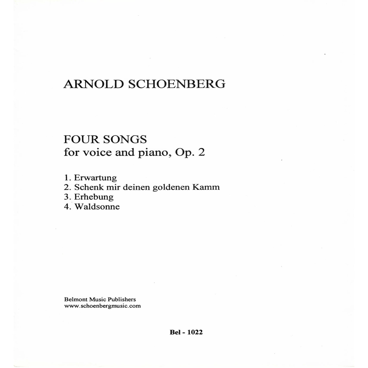 Schoenberg, A. - Four Songs, Op. 2